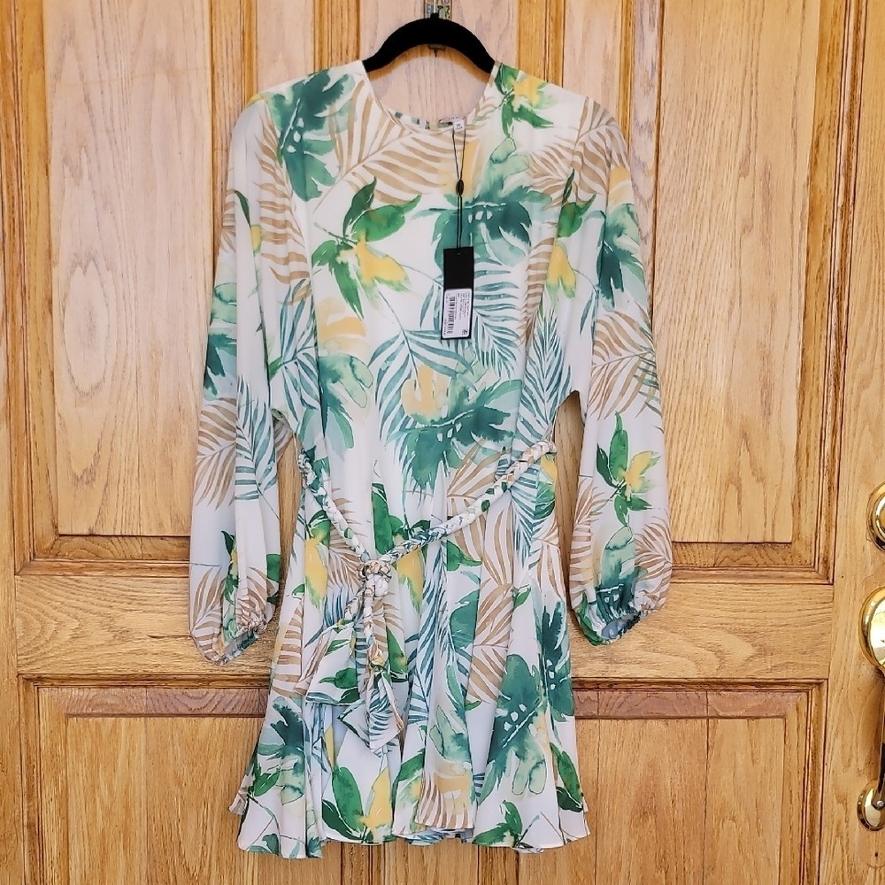 "Make Offer" Gianni Bini Green and Blue Resort Sundress with Bishop Sleeves